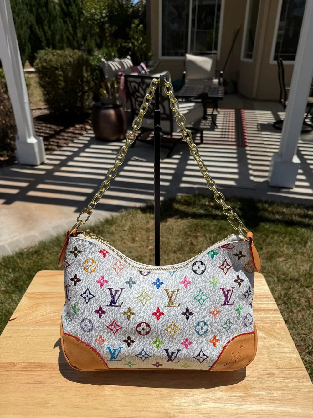 NEW LV Print Boulogne PM Multicolor Rainbow Monogram Empreinte Shoulder Bag - Picture 5 of 9